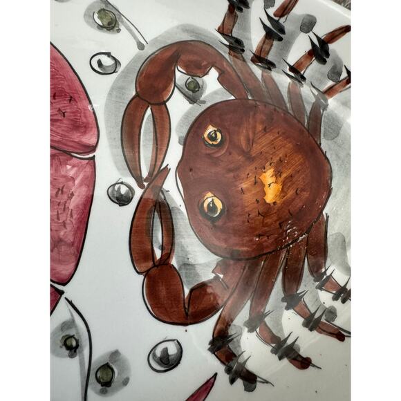 Rare Mancioli Italy Ceramic Oval Hand Painted Vintage Seafood Tray - Picture 5 of 10